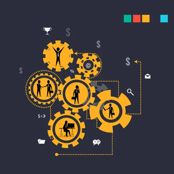 Vector illustratie teamwork concept, mensen in teamwerk voor hetzelfde doel. — Stockvector