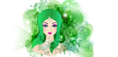 Soyut saç stili olan bir kızın silüetinin vektör çizimi. Güzellik konsepti, moda.