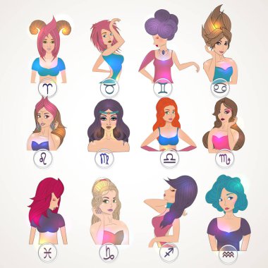 Güzel bir kız burcunun vektör çizimi. Astroloji ve yıldız falı konsepti. EPS10