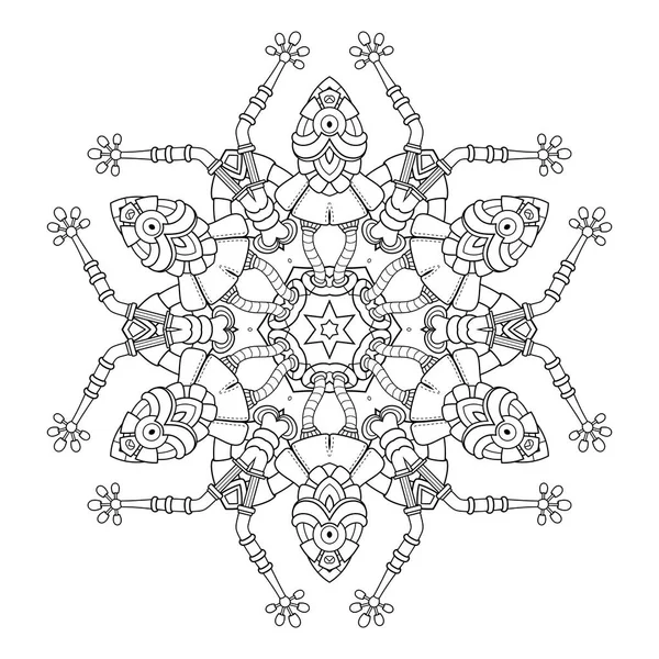 Vector Monochrome Mandala Етнічний Декоративний Елемент Круглий Абстрактний Єкт Ізольований — стоковий вектор