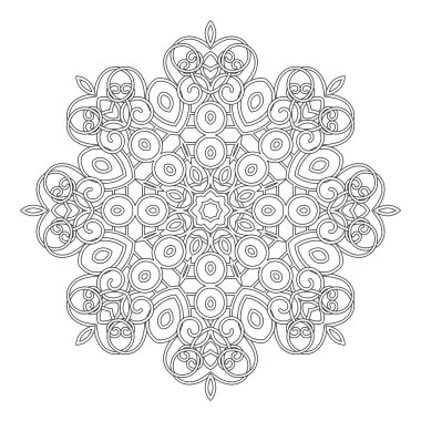 Vektör Monokrom Mandala. Etnik Dekoratif Element. Soyut Nesne Beyaz Arkaplanda İzole Edildi