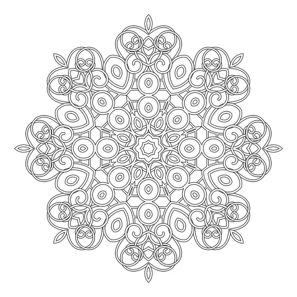 Mandala Vectorial Monocromo Elemento Decorativo Étnico Objeto Abstracto Redondo Aislado — Vector de stock