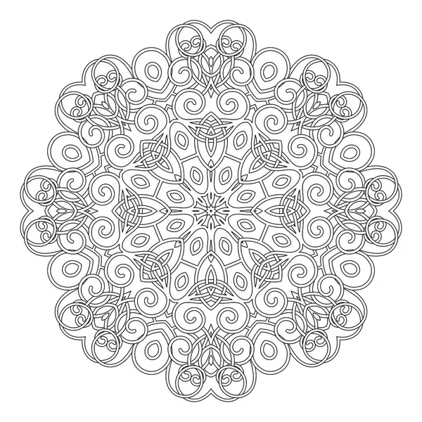 向量单色曼达拉 民族装饰元素 白色背景下孤立的圆形抽象对象 — 图库矢量图片