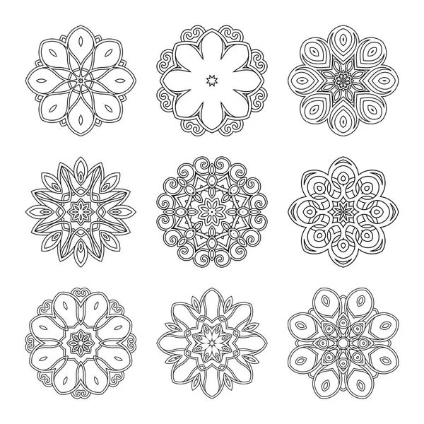 Vector Monochrome Mandala Ethnic Decorative Element Abstract Object Isolated White — Stock Vector