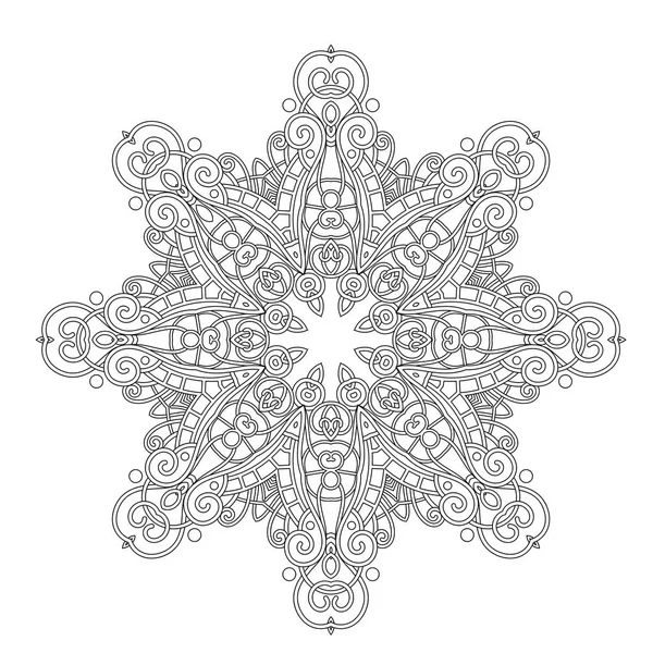 Monokróm Mandala Vektor Etnikai Dekoratív Elem Abstract Object Elkülönített Fehér — Stock Vector