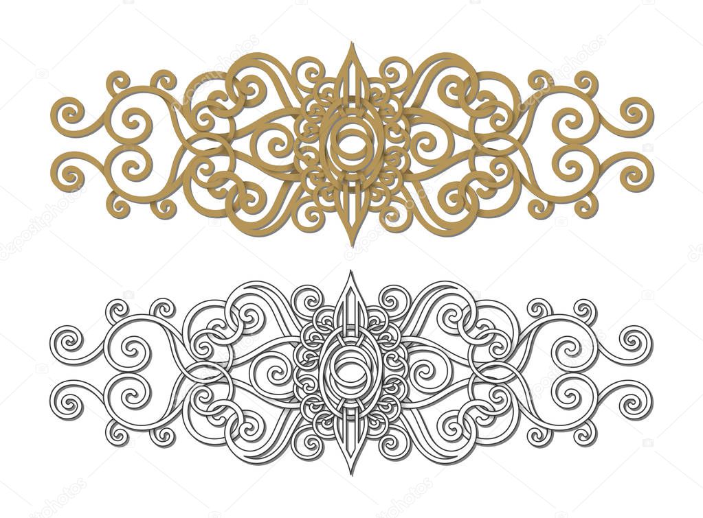 Vector Set of Design Elements for Page Decorations. Border. Design Elements in Linear Style. Collection of Scroll Elements 