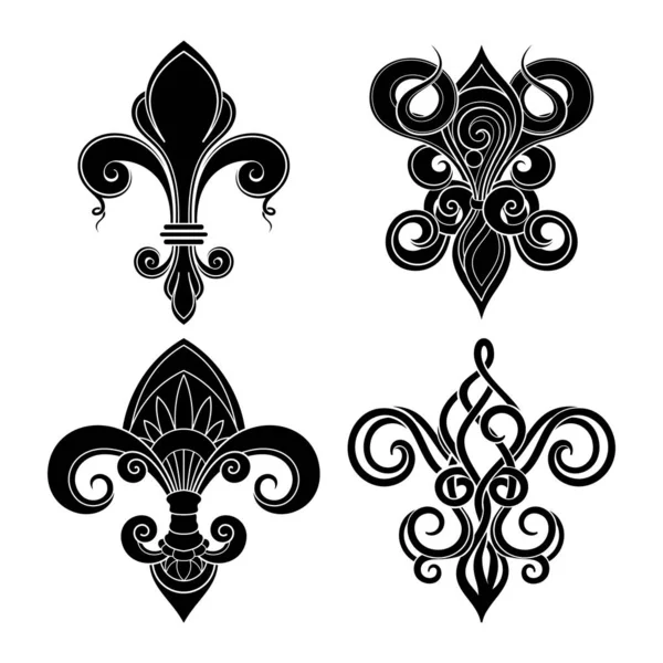 Vector Monocromo Conjunto Fleur Lis Elementos Hermosos Ilustración Aislada Decorativa Vectores De Stock Sin Royalties Gratis