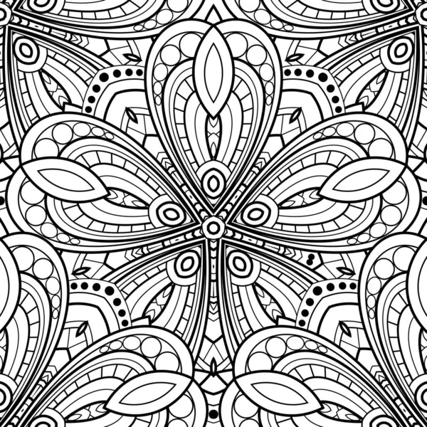Vector Seamless Pattern Color Your Design Printable Coloring Pages Hand — Stock Vector