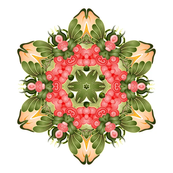 Vector Magnifique Mandala Cercle Objet Abstrait Isolé Sur Fond Blanc — Image vectorielle