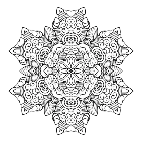 Mandala Vectorial Monocromo Elemento Decorativo Étnico Objeto Abstracto Redondo Aislado — Vector de stock