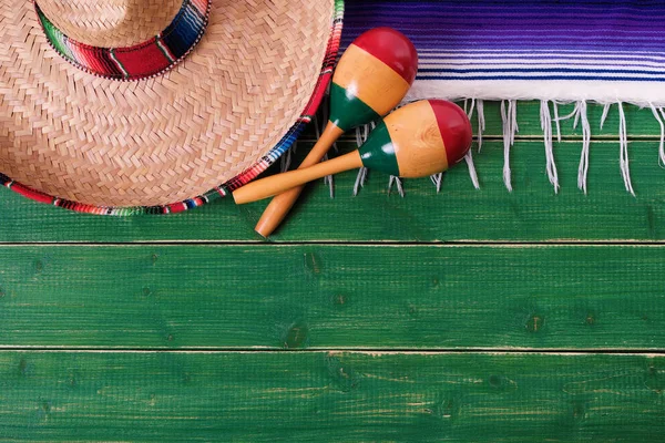 México Cinco Mayo Fronteira Fundo Mexicano Sombrero Maracas — Fotografia de Stock