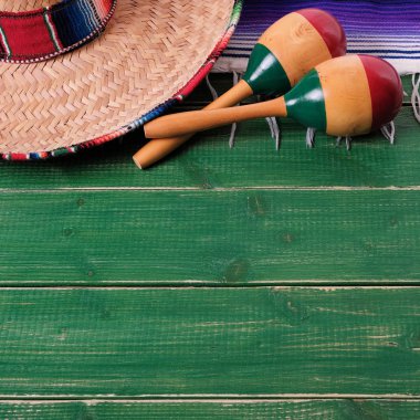 Meksika arka plan sombrero maracas cinco de mayo sınırı