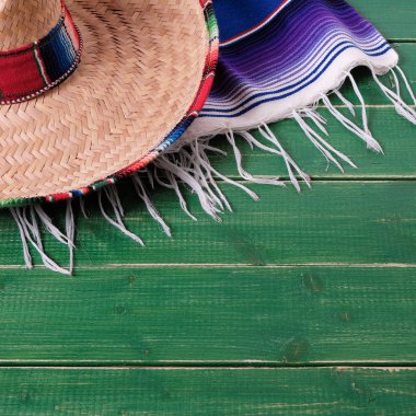 Meksika ahşap arka plan Meksika sombrero cinco de mayo Meydanı