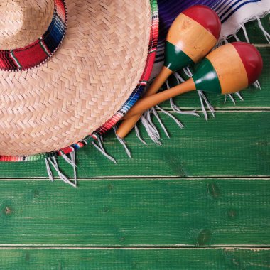 Meksika arka planı Meksika sombrero cinco de mayonez festivali sınırı