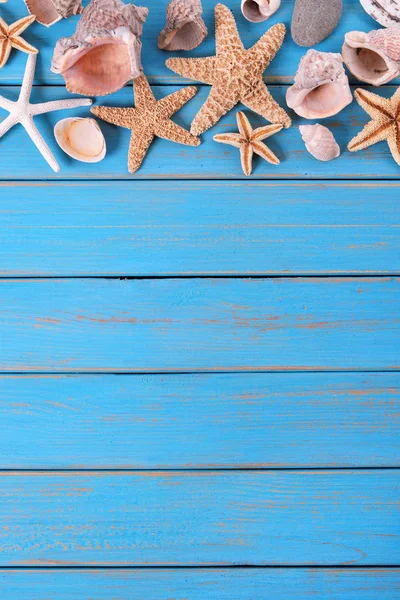 Tropikal plaj yaz deniz yıldızı kenarlık dikey arka plan