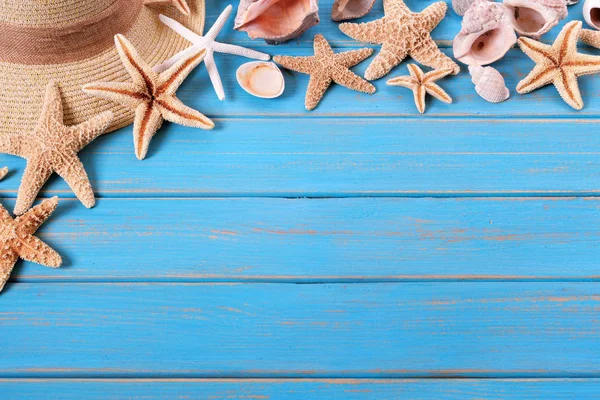 Tropikal plaj yaz deniz yıldızı sınır arka plan.