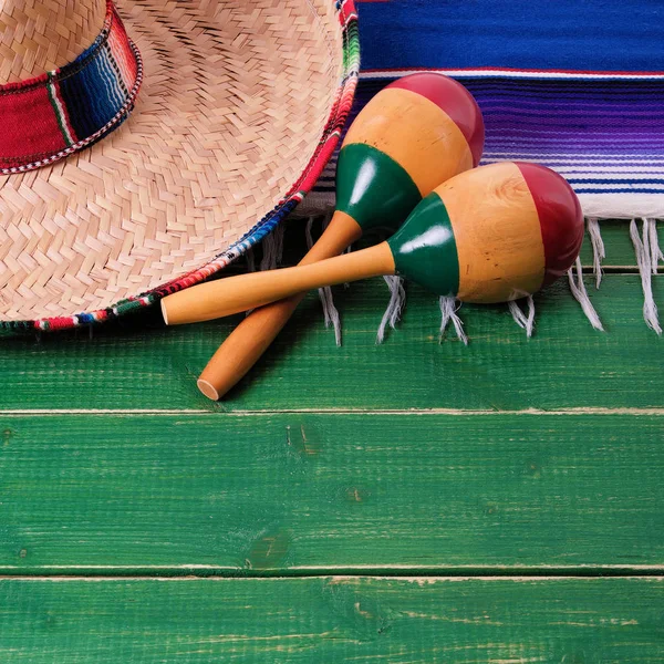 Mexicaanse Sombrero Voor Hout Achtergrond Grens Van Mexico Cinco Mayo — Stockfoto