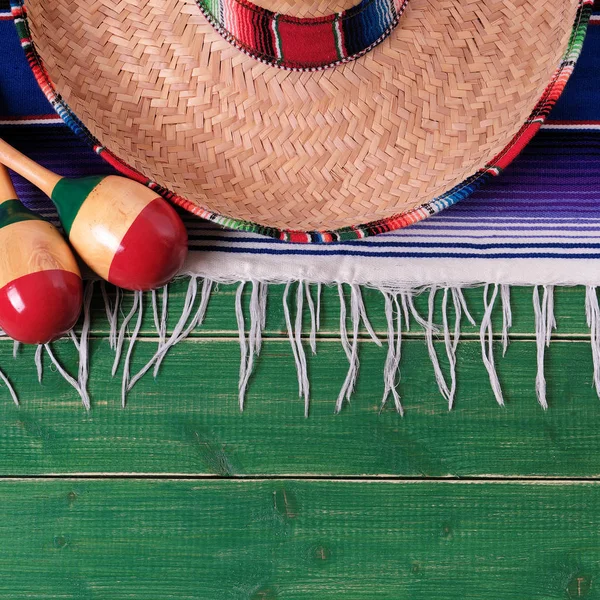 Mexiko Cinco Mayo Hranice Zelené Pozadí Mexické Sombrero — Stock fotografie