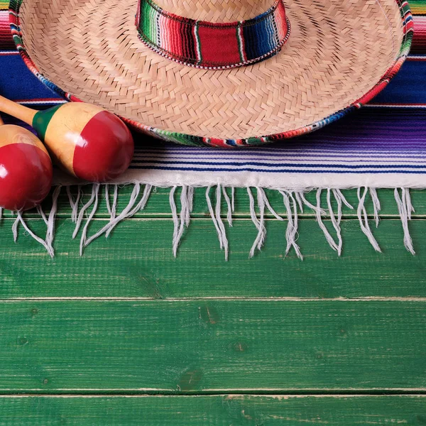 México Sombrero Wood Background Mexicano Sombrero Cinco Mayo Fiesta — Foto de Stock