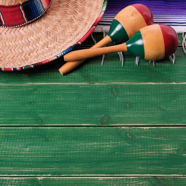 Mexico Background Sombrero Maracas Cinco Mayo Border — Stock Photo, Image