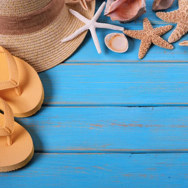 Spiaggia Tropicale Estate Stelle Marine Infradito Sfondo Bordo Quadrato — Foto Stock