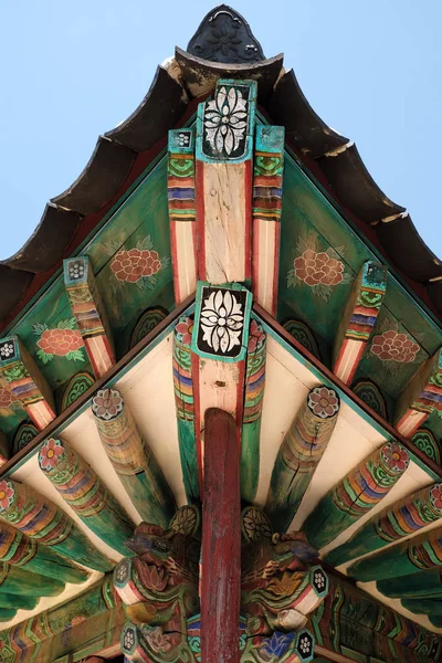 Korea buddhist temple old traditional roof painting pattern
