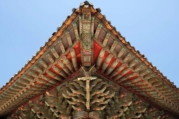 Корейский Буддийский Храм Традиционная Старая Картина Крыше — стоковое фото