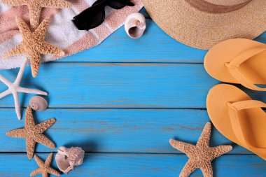 Yaz plaj nesneleri çerçeve