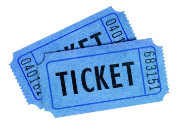 İki bilet ön görünüm izole mavi 