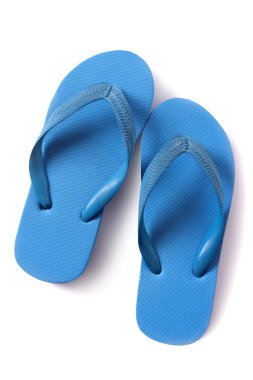 Flipflop sandalet izole üzerinde beyaz arka plan mavi