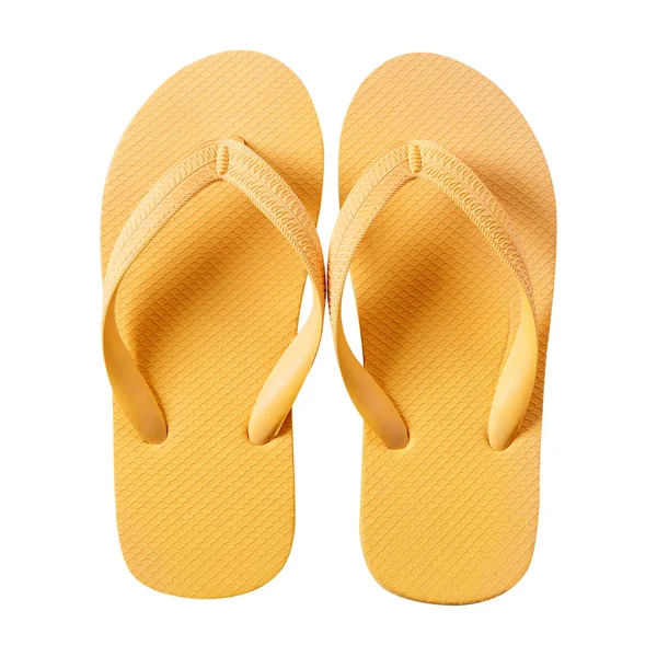 Flipflops Giallo Brillante Isolato Sfondo Bianco — Foto Stock