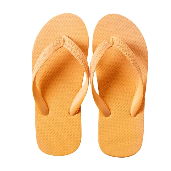 Flip Flop Strand Schoenen Gele Geïsoleerd Witte Achtergrond — Stockfoto