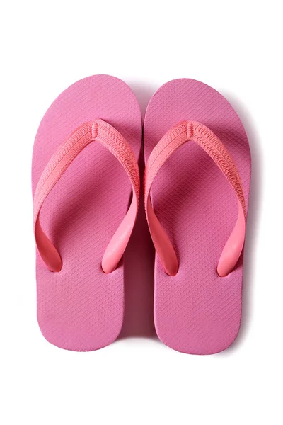 Flip Flop Strand Schoenen Roze Geïsoleerd Witte Achtergrond — Stockfoto