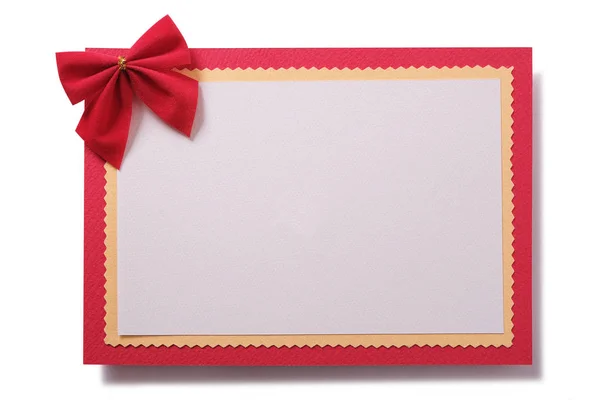 Christmas Card Frame Red Bow — Stock Photo, Image