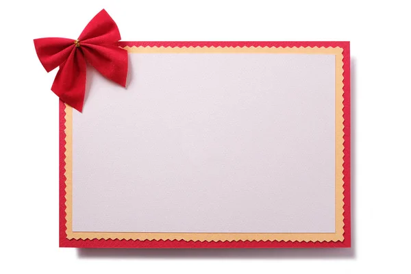 Christmas Card Red Bow Plain Template — Stock Photo, Image