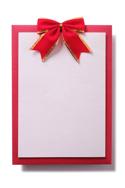 Christmas Card Red Bow Decoration Vertical — Stock Photo, Image