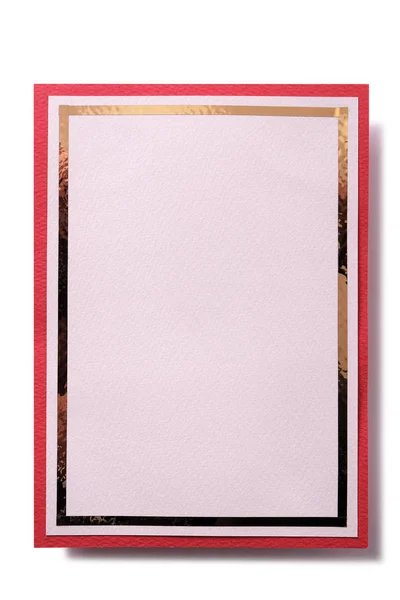 Plain Christmas Card Red Gold Frame Edge Vertical — Stock Photo, Image