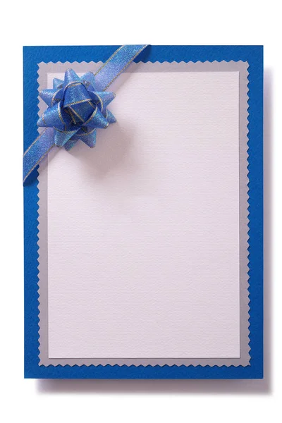 Invitation Invite Card Blue Bow Decoration Vertical Flat — Stock Photo, Image