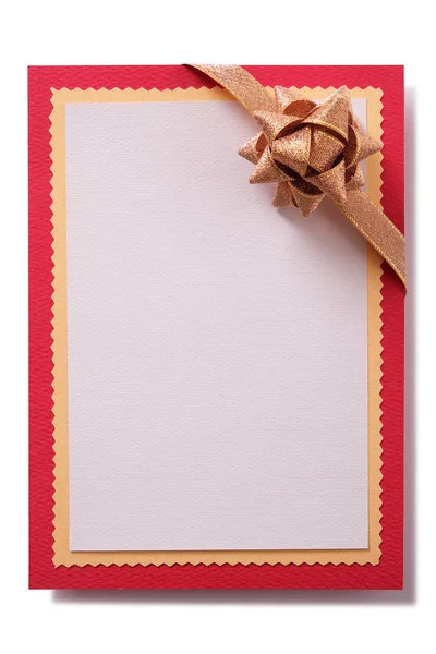 Різдвяна Подарункова Картка Золотий Лук Плоский Вертикальний — стокове фото
