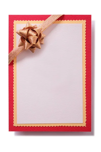Kartka Świąteczna Ozdoba Pusty Biały Czerwony Kokarda Pionowe — Zdjęcie stockowe