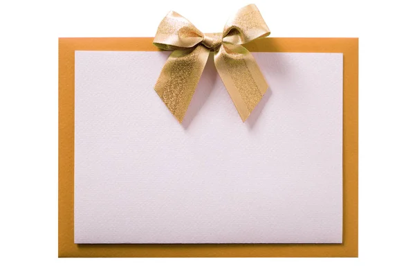 Christmas Card Gold Bow Envelope Flat Border Isolated — Stock Photo, Image