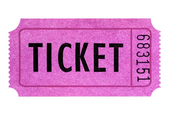 Tiket Pink Diisolasi Latar Belakang Putih — Stok Foto