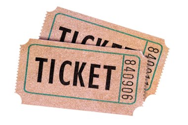 İki eski soluk giriş biletleri beyaz izole 