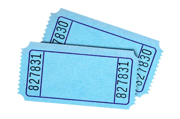 Пара Чистых Голубых Билетов Изолированы Белом — стоковое фото