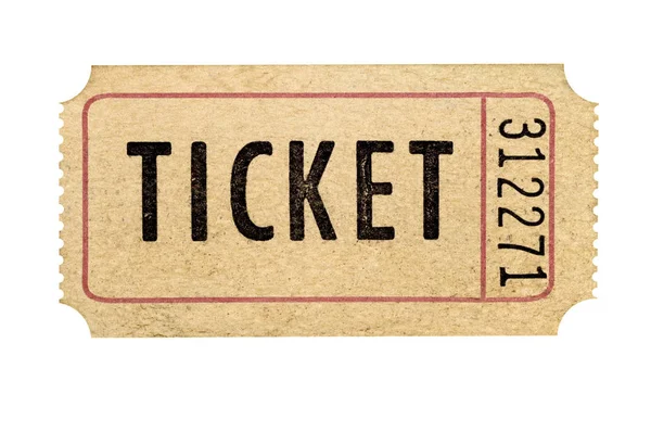 Stary Skrótowej Używane Brązowy Rozdarty Bilet Białym Tle — Zdjęcie stockowe