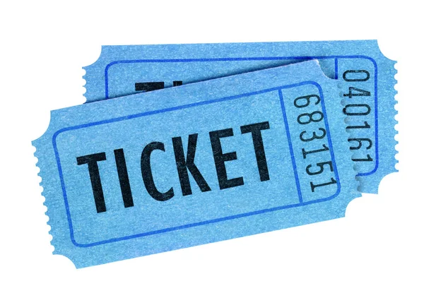 Twee Blauwe Film Loterij Tickets Geïsoleerd Wit — Stockfoto