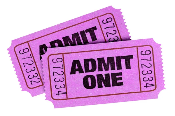 Δύο Ροζ Μοβ Παραδέχονται Μία Εισιτήρια Απομονωμένες — Φωτογραφία Αρχείου