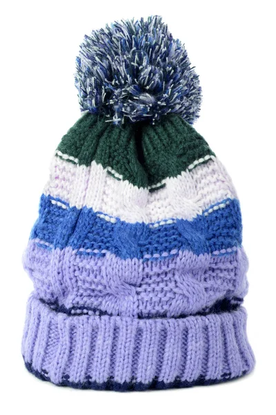 Blue Pattern Winter Ski Bobble Hat Isolated — Stock Photo, Image