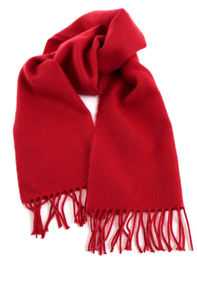 Roter Winter Schal Isoliert Weißer Hintergrund — Stockfoto