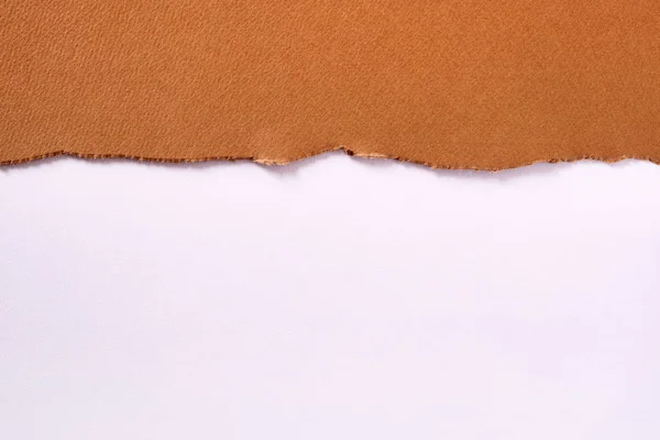 Torn Brown Paper Top Edge Border White Background — Stock Photo, Image